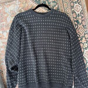 Vintage Blue/Gray Crewneck Sweater with Textured Pattern